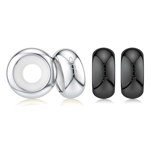 DALARAN Stopper Beads for Bracelets 925 Sterling Silver Clip Spacer Charm Bracelet Stoppers - style: sliver black charms-4