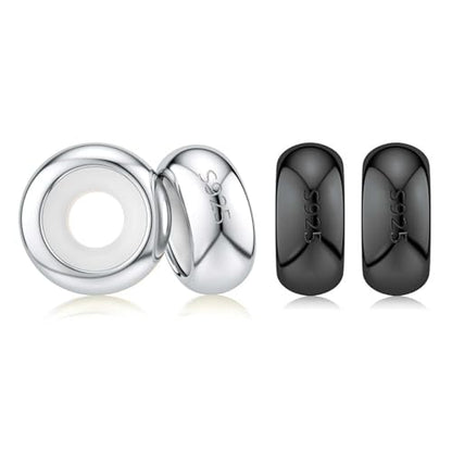 DALARAN Stopper Beads for Bracelets 925 Sterling Silver Clip Spacer Charm Bracelet Stoppers - style: sliver black charms-4