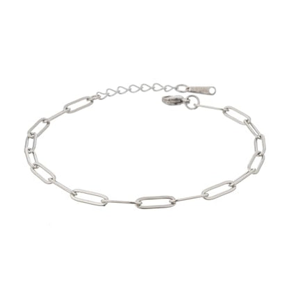 kelistom 14K Gold Filled Stainless Steel Paperclip Chain Bracelet for Women, 7.5” Rectangle Link Bracelets, Waterproof and Never Tarnish - color: stainless steel-4mm+extender