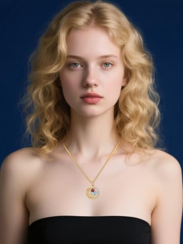 14K Gold Moon and Star Double Birthstone Necklace Gifts for Women | 2 Heart Birthstone Necklace,Mothers Day Wedding Anniversary Birthday Gifts for Wife Mom Daughter Grandma Sister - color: 01-03-Jan-Mar Birthstone