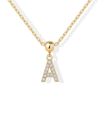 PAVOI 14K Gold Plated Dainty Initial Letter Necklace with Charms for Women | Adjustable Chain Gold Charm Initial Necklaces, Small Alphabet Letters Removable Pendants Cute Jewelry Gifts - style: - A