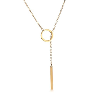 Slip Chain Lariat Necklace for Women Circle Bar Y Shaped Drop Pendant | Long Necklaces for Women Trendy Jewelry