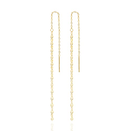 Long Chain Drop Earrings for Women, 925 Sterling Silver, Dainty Dangling Elegant Earrings for Daily Wear, Gift for Her - color: 4.4" Kiss Chain Gold