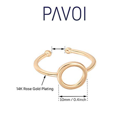 PAVOI 14K Gold Karma Open Circle Ring | Gold Plated Adjustable Rings for Women | Stackable Rings - color: Rose Gold