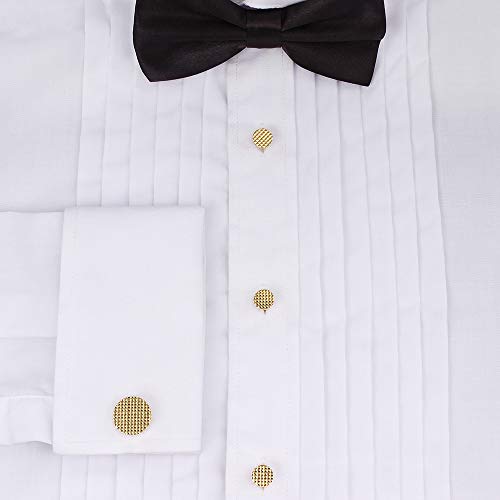 HAWSON Silver/Gold Cufflinks for Men with Tuxedo Shirt Studs,Men Accessories Jewelry with Gift Box,Gifts for Family,Best Friend on Wedding Business Birthday Anniversary - color: Gold ( Cufflinks with 6 Tux)