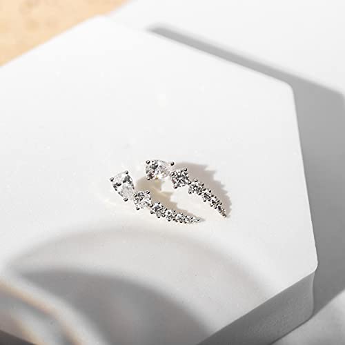 PAVOI 14K Gold Plated Cubic Zirconia Ear Crawler Stud Earrings for Women - Faux Diamond Arrow Climber Fashion Earrings - Trendy Earscape Statement Jewelry - style: Celestial