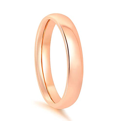 KAZITSAN 2mm 4mm 6mm Stainless Steel Rings for Women Men High Polish Plain Dome Silver/Gold/Rose Gold Wedding Band Comfort Fit - color: 4mm-RoseGold