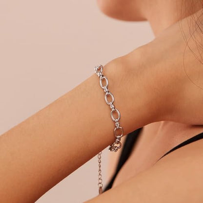 Jude Jewelers Stainless Steel Linked Infinity Charms Chain Style Bracelet - color: Silver
