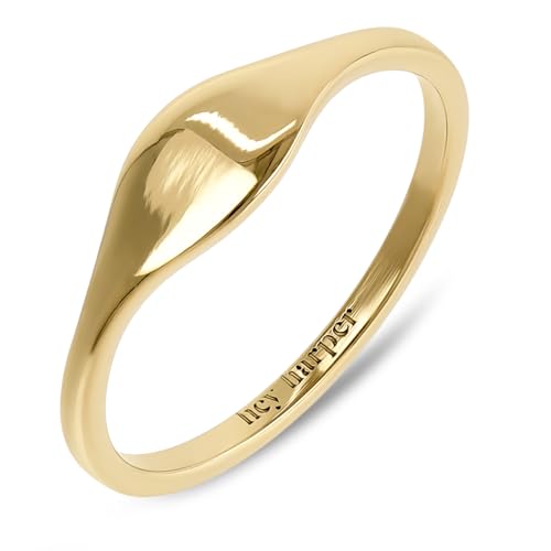 Hey Harper Gold Ring for Women - Gold Plated Stacking Waterproof & Sweatproof Jewerly Ring - Everday Non Tarnish Cute Fashion Circle Rings - style: Cindy Ring