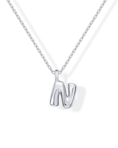 PAVOI 14K Gold Plated Dainty Chunky Bubble Initial Letter Pendant Necklace for Women | Alphabet Letter Necklace