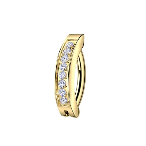 16G Labret Stud, G23 Titanium Vertical Labret Lip Piercing Jewelry, Gold Eyebrow Ring Clicker Belly Button Ring Hoop For Women Men - color: Gold, size: 8mm Clear CZ