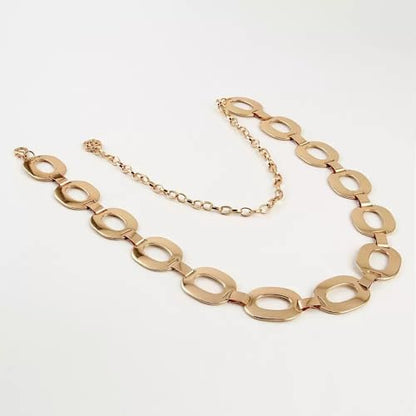 Circle Chain Belt Silver Waist Chain Women Waist Jewelry Body Chain Metal Chunky Chain Belts for Dress - color: 43inch-Gold