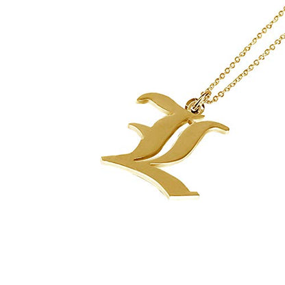 Women's Old English Initial Necklace 18K Gold Plated Stainless Steel Letter Pendant Gift - style: L