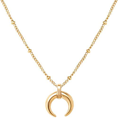 Jude Jewelers Stainless Steel Moon Crescent Half Circle Charm Statement Anniversary Colloar Necklace - color: Gold
