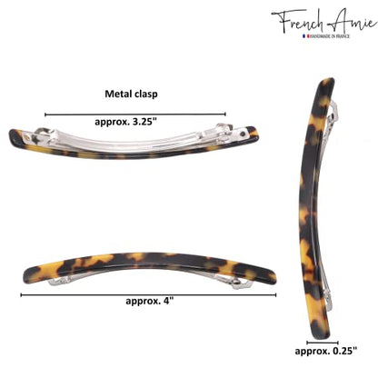 French Amie Long and Thin Large 4 Inch Acetate Hair Clip Barrette | Handmade Shell For Women Girls Teens Adults Everyday Style - color: Tokyo