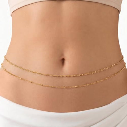 Gold Belly Waist Chain for Women | Layered Belly 14K Gold Plated Chain Adjustable Bikini Belly Beads Body Chain Waterproof | Jewelry Gift - color: Style 5