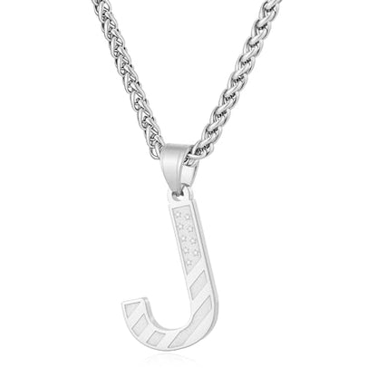 Initial Necklace for Men Stainless Steel Pendent Chain Personalized A-Z Letter Necklaces Black/Gold/Silver Christmas Jewelry Gifts - color: Silver, style: Initial-J
