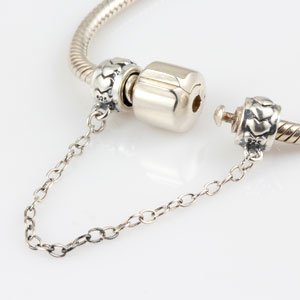 ARTCHARM Clasp Love Safety Chain Charm - Authentic 925 Sterling Silver Heart Beads - Fit European Style Bracelet - color: A