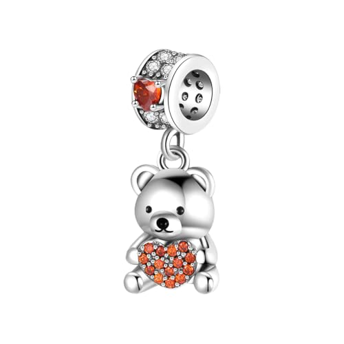 Charm for Bracelets and Necklaces, Heart Animals 925 Sterling Silver Bead Celestial Sun Moon Star Charms Jewelry Gift for Women Girls - color: Bear Heart Charm