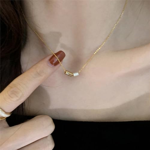 925 Sterling Silver Necklace for Women Trendy, Charming Layered Necklace with Cubic Zirconia Pendant for Her Womens Dainty Diamond Choker Necklaces Holiday Jewelry Gifts for Mom Wife Daughter Lover - color: CZ Necklace-Gold03