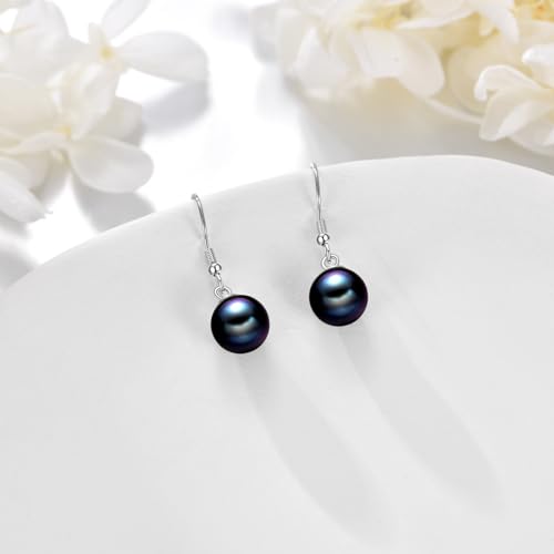 925 Sterling Silver Black Pearl Dangle Earrings Pearls Drop Jewelry Birthday Gifts for Women - color: Black Pearl