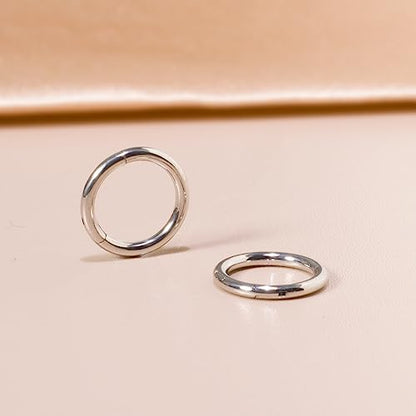 Small Gold Hoop Earrings, Lightweight 14K Gold Plated Huggie Hoop Earrings for Cartilage Helix Tragus, Hypoallergenic Earrings for Women Men, Tiny Thin Hoops Surgical Steel Endless Hoops Earrings 6-10 mm - color: 6mm Hoop Silver-18g