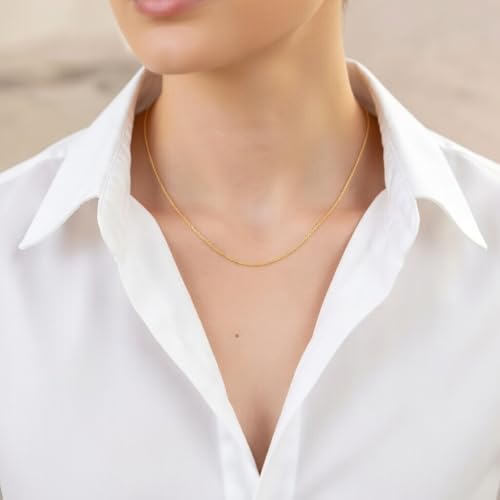 Jewelry Affairs 10k Yellow Real Gold Adjustable Cable Link Chain Necklace, 0.9mm, 22"