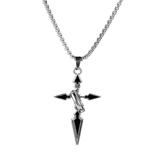 Gothic Cross Star Necklace For Men Women Silver Stainless Steel Cuban Link Paperclip Figaro Bead Chain Punk Kpop Y2k Goth Irregular Layered Cross Pendant Necklace Non Tarnish Jewelry Gift - color: Black B