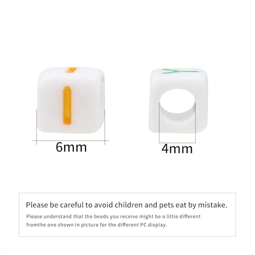 Acrylic Letter Beads Alphabet Colorful Letter White Cube Beads for Friendship Bracelets and Gifts Souvenir Jewelry Making(6 * 6mm Cube, 900pcs) - color: Colorful White(Cube)