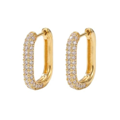 Hoop Earrings for Women Cubic Zirconia Pave Huggies Lightweight Hypoallergenic Fashion Jewelry for Daily Wear Anniversary Birthday Gift - color: Gold