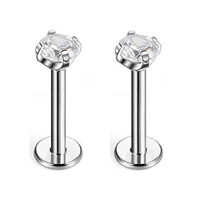 BelezaDosas G23 Titanium Labret Studs Threadless 16G Lip Rook Lobe Tragus Helix Cartilage Push Back Earring Piercing Jewelry - style: 1 pair clear