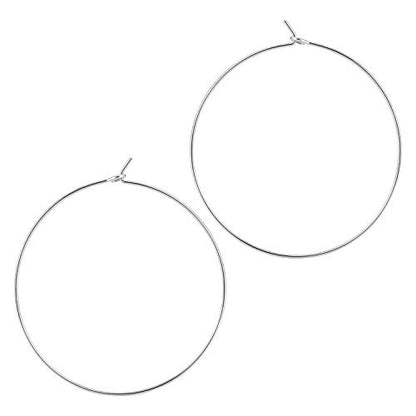 ESMATOO Thin Gold Hoop Earrings for Women - Hypoallergenic Lightweight Gold Hoop Earrings Dainty - Large - color: Silver, size: 50MM