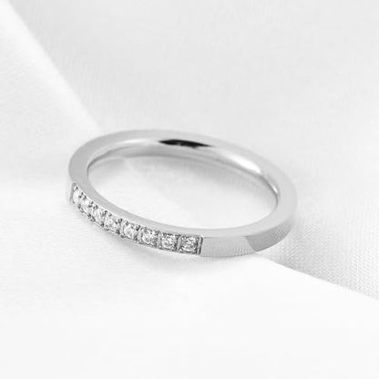 2mm 5mm Tainless Steel Cubic Zirconia Wedding Band Rings For Women,Stackable No Tarnish Fashion Cross Rings Size 4-10 - color: 2mm-Silver