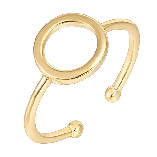 PAVOI 14K Gold Karma Open Circle Ring | Gold Plated Adjustable Rings for Women | Stackable Rings - color: Yellow Gold