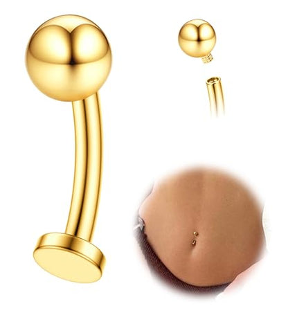 Floating Titanium Belly Button Rings Hypoallergenic G23 Titanium Internally Threaded Belly Ring 14G Belly Piercings for Women Navel Piercings Jewelry - color: gold dot