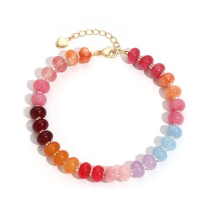 colorful Natural Stone Beaded Bracelets for Women, Boho Handmade Gemstone Bracelet, Stackable Summer Beach Jewelry - color: Colorful Bead 2