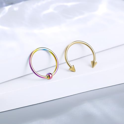 12G & 16G Septum Rings - Surgical Steel Septum Piercing Jewelry Horseshoe & Snake Bite Rings, Daith Rook Earrings for Women & Men - color: 16G 12MM