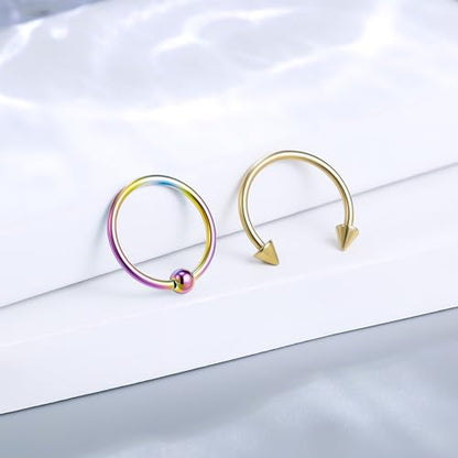 12G & 16G Septum Rings - Surgical Steel Septum Piercing Jewelry Horseshoe & Snake Bite Rings, Daith Rook Earrings for Women & Men - color: 16G 12MM