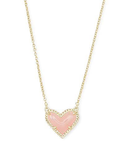 Kendra Scott Ari Heart Adjustable Length Pendant Necklace for Women, Fashion Jewelry - color: GOLD - ROSE QUARTZ