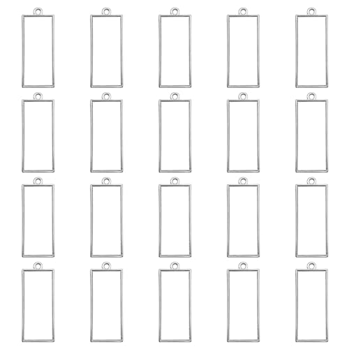 Oubaka Open Bezels for Resin Jewelry Making,50pcs Open Back Bezel Pendants Open Frame Pendant Geometric Hollow Frame Pendant for Pressed Flower,DIY Resin Earrings Necklace(White K) - color: White K;Rectangle;Style A
