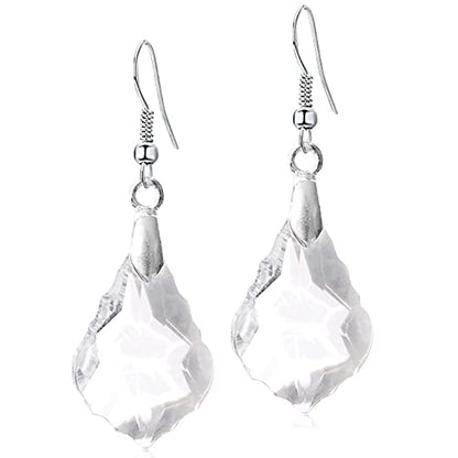 Unique Sparkly Multi-color Crystal Teardrop Dangle Drop Earrings Rainbow Crystal Geometry Earrings for Women Statement Chic Charm Jewelry Gifts - color: White