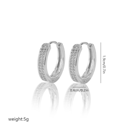 925 Sterling Silver Womens Cubic Zirconia Two-row Huggie Hoop Earrings Hoop Earring for Women