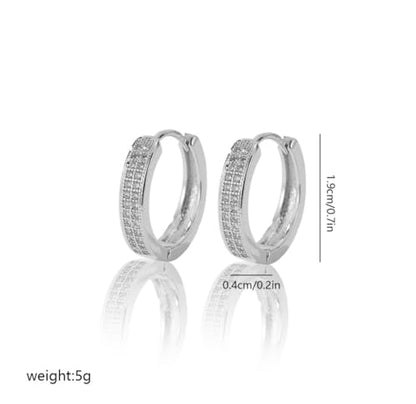925 Sterling Silver Womens Cubic Zirconia Two-row Huggie Hoop Earrings Hoop Earring for Women