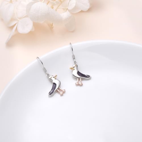 S925 Sterling Silver Cute Bird Earrings for Women Jewelry - color: White-Seagull