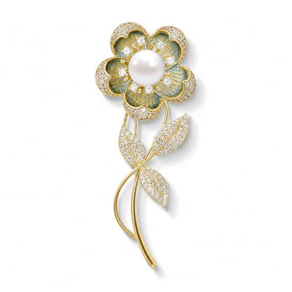 Flower Brooch for Women Rhinestone Pearl Zirconia Flower Lapel Pin Birthday Holiday Gift for Mother Wife Girlfriend - color: 07