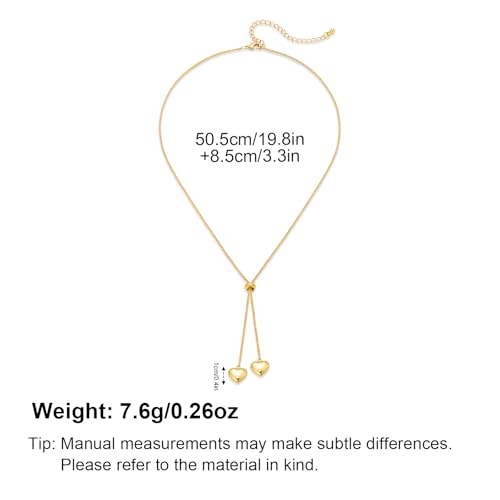 Gold Lariat Necklace for Women Heart Pearl Y - Shaped Long Necklace Simple Chain Trendy Jewelry Gifts - color: Gold-B