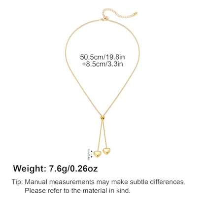 Gold Lariat Necklace for Women Heart Pearl Y - Shaped Long Necklace Simple Chain Trendy Jewelry Gifts - color: Gold-B