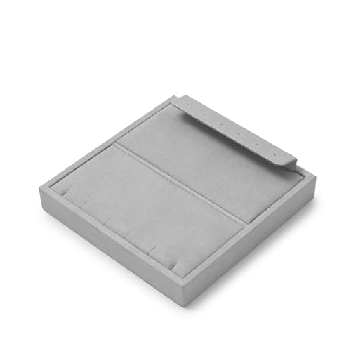 Microfiber Jewelry Display Storage Tray Pendant Stud Earrings Tray | Necklace Stud Earrings Jewelry Plate Organizer Necklace Holder Gray - size: 5.51" x 5.52" x 0.78"
