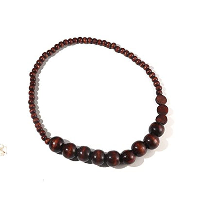 COLORFUL BLING Natural Chunky Wooden Beads Statement Necklace Boho African Tribal Collar Choker Bib Necklace Hippie Vacation Jewelry for Unisex Men Women - color: dark ball