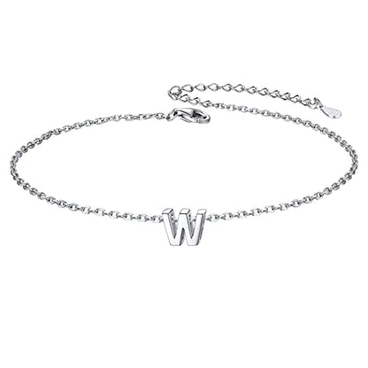 ChicSilver Initial Bracelet for Women 925 Sterling Silver Letter Initial Bracelet Dainty Personalized 26 Alphabet Jewelry Gifts for Birthday Anniversary Wedding - style: W